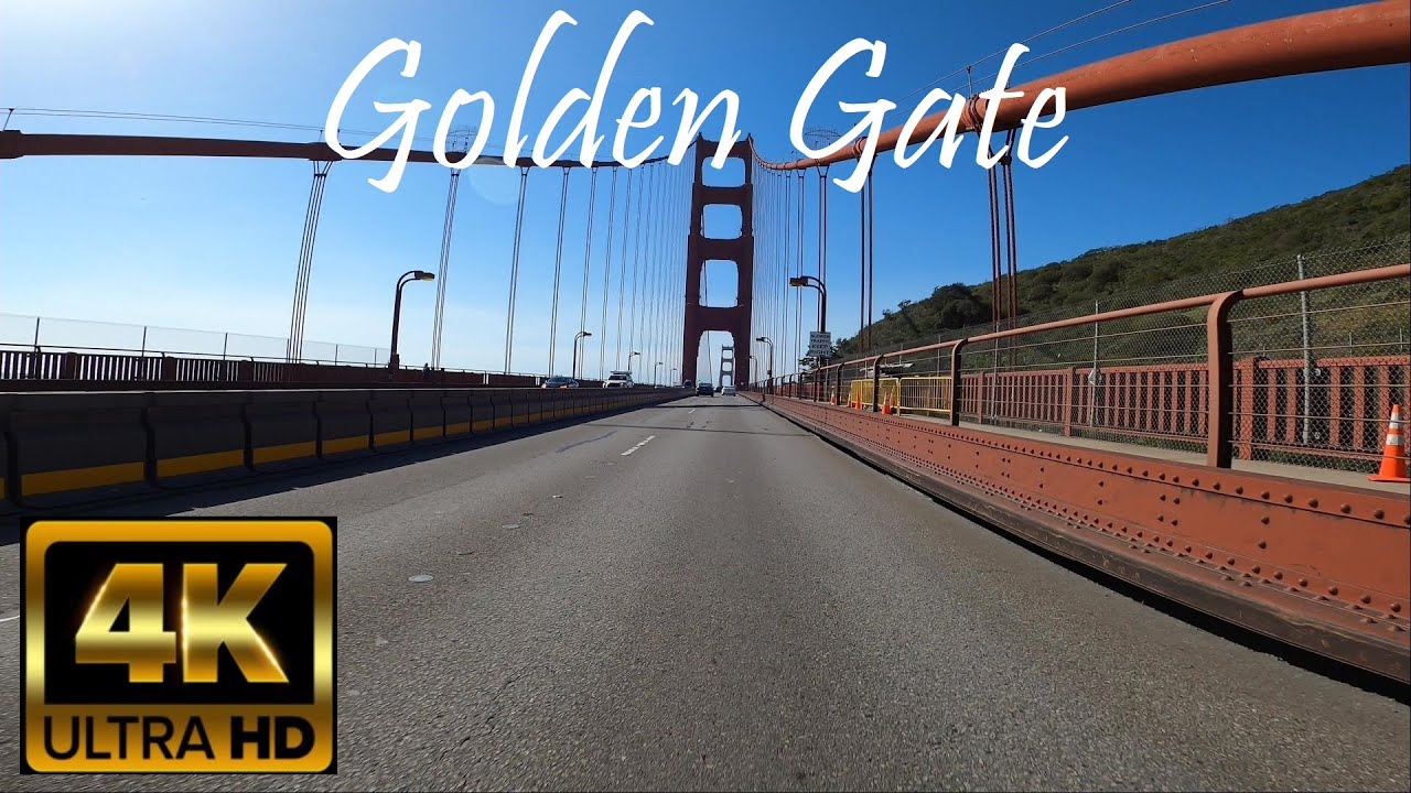 Relaxing scenic motorcycle ride around and through the Golden Gate Bridge.   4K POV (with music).