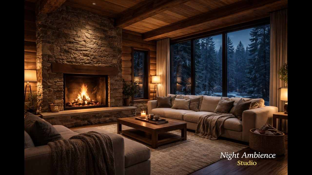 Cozy Fireplace Night 🔥 Soft Crackling Fire & Calm Night Ambience for Sleep, Relax & Focus