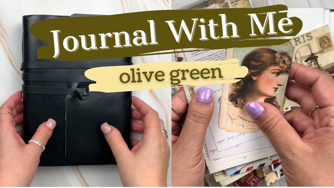 ASMR Journal With Me | Vintage Olive Green | art (no talking)