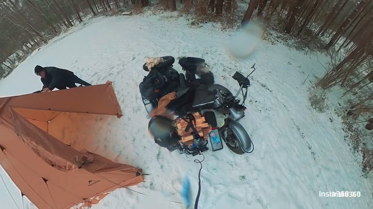 Ein Wintertag im Wald #motovlog #motorradgespann #biker #mash #hottent #motorcycle #camping #life