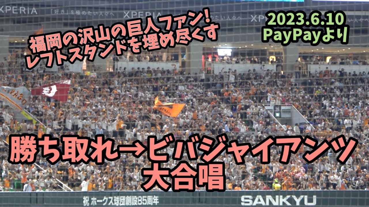 福岡レフトスタンドを占拠する巨人ファンが熱い‼️チャンステーマ勝ち取れ→梶谷隆幸タイムリー→ビバジャイアンツ🏁2023.6.10ホークス🆚巨人