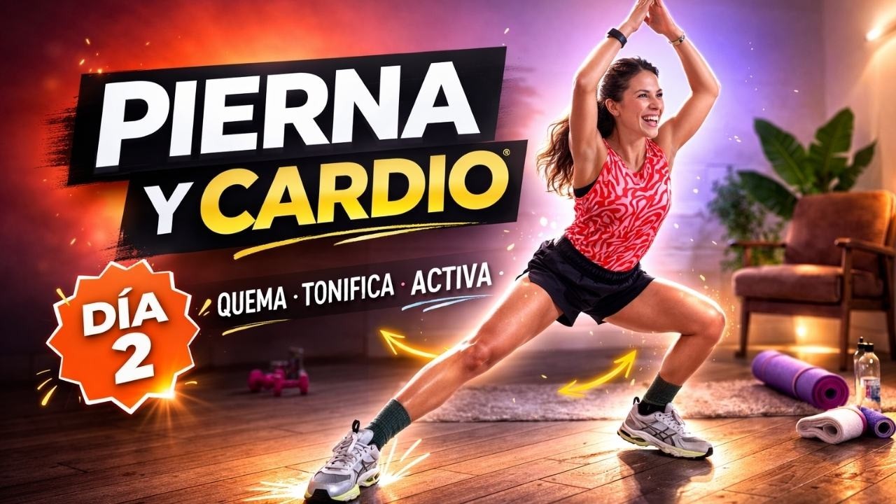 Rutina de PIERNAS y CARDIO en casa | RETO 7 DÍAS EN MOVIMIENTO (Día 2)