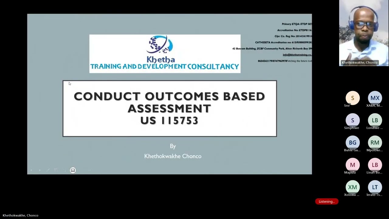Khetha Training and Development Consultancy - Learning Unit 1 Part A Assessor Course US 115753