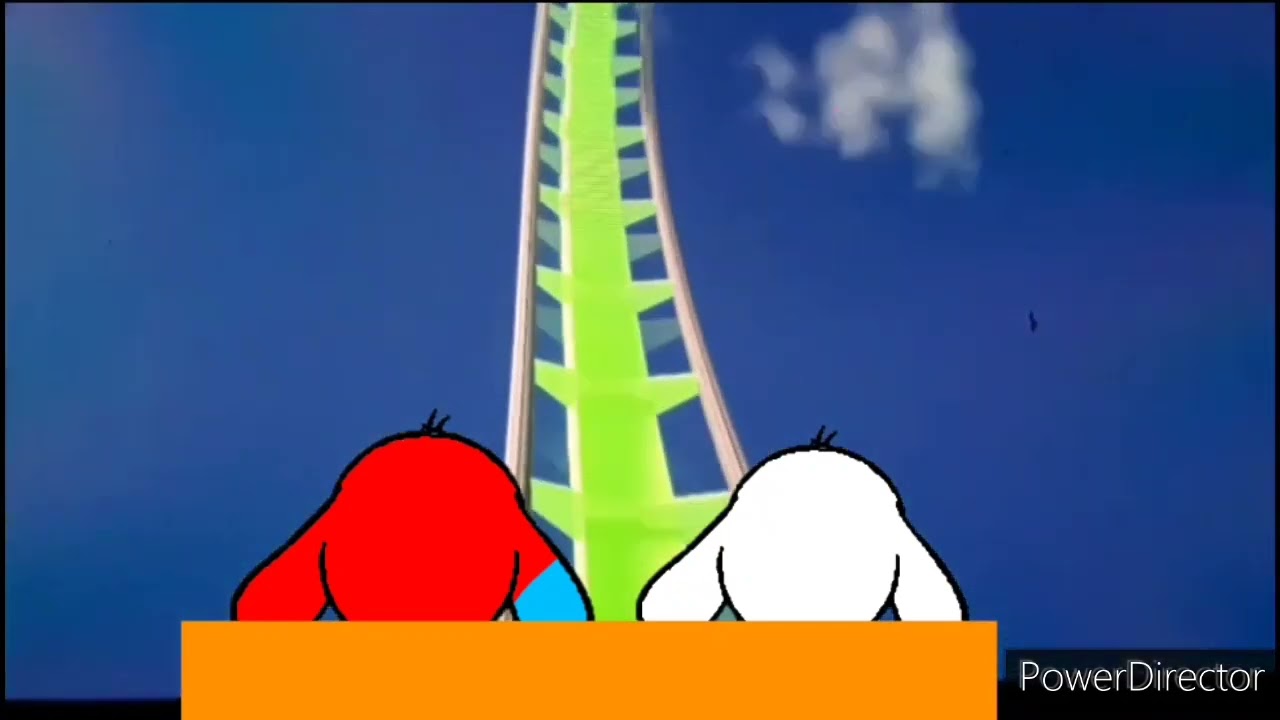 Dogster and White Dog Ride On The Iceberg Roller Coaster
