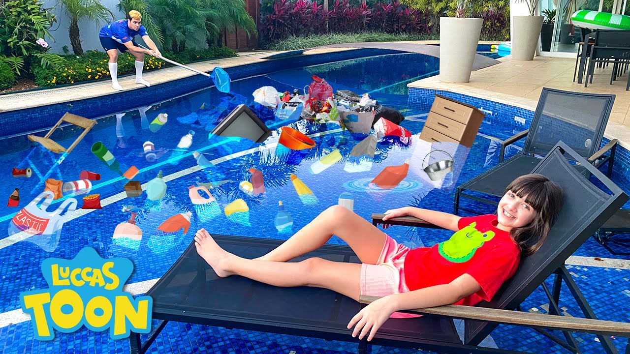 LUCCAS NETO E GI V&Atilde;O BRINCAR NA PISCINA MAS ELA EST&Aacute;  SUJA