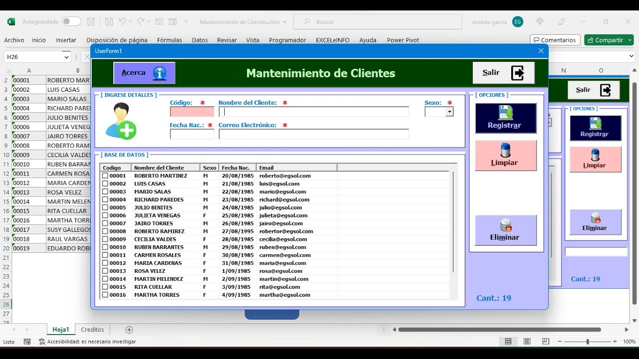 Mantenimiento de Clientes con ListView - VBA