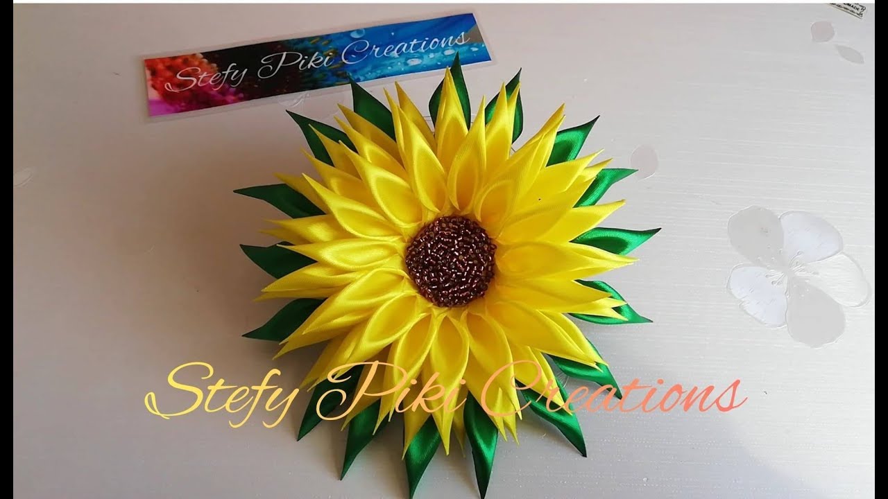 🌻 Benvenuta Primavera 🌻 How to make//Kanzashi Sunflower #22 🌻 // D.I.Y //Tutorial Girasole in raso 🍀