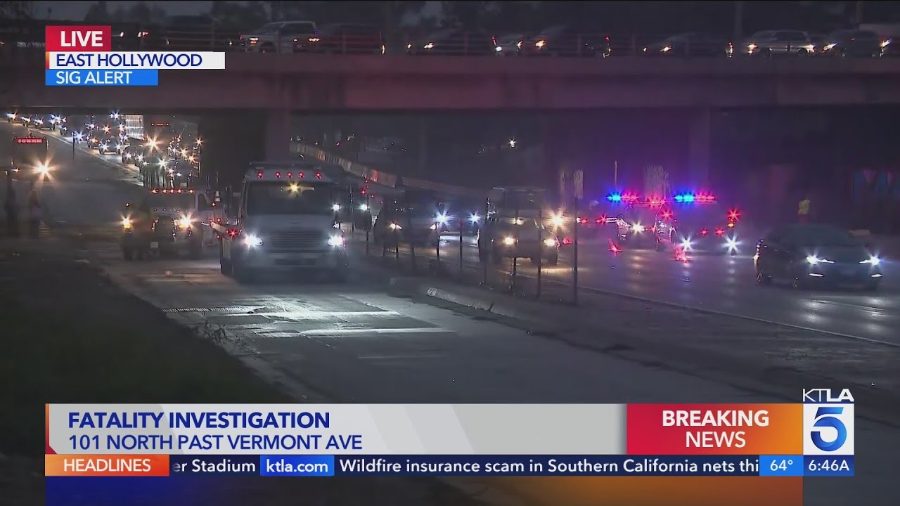Fatality investigation closes lanes on 101 Fwy in East Hollywood