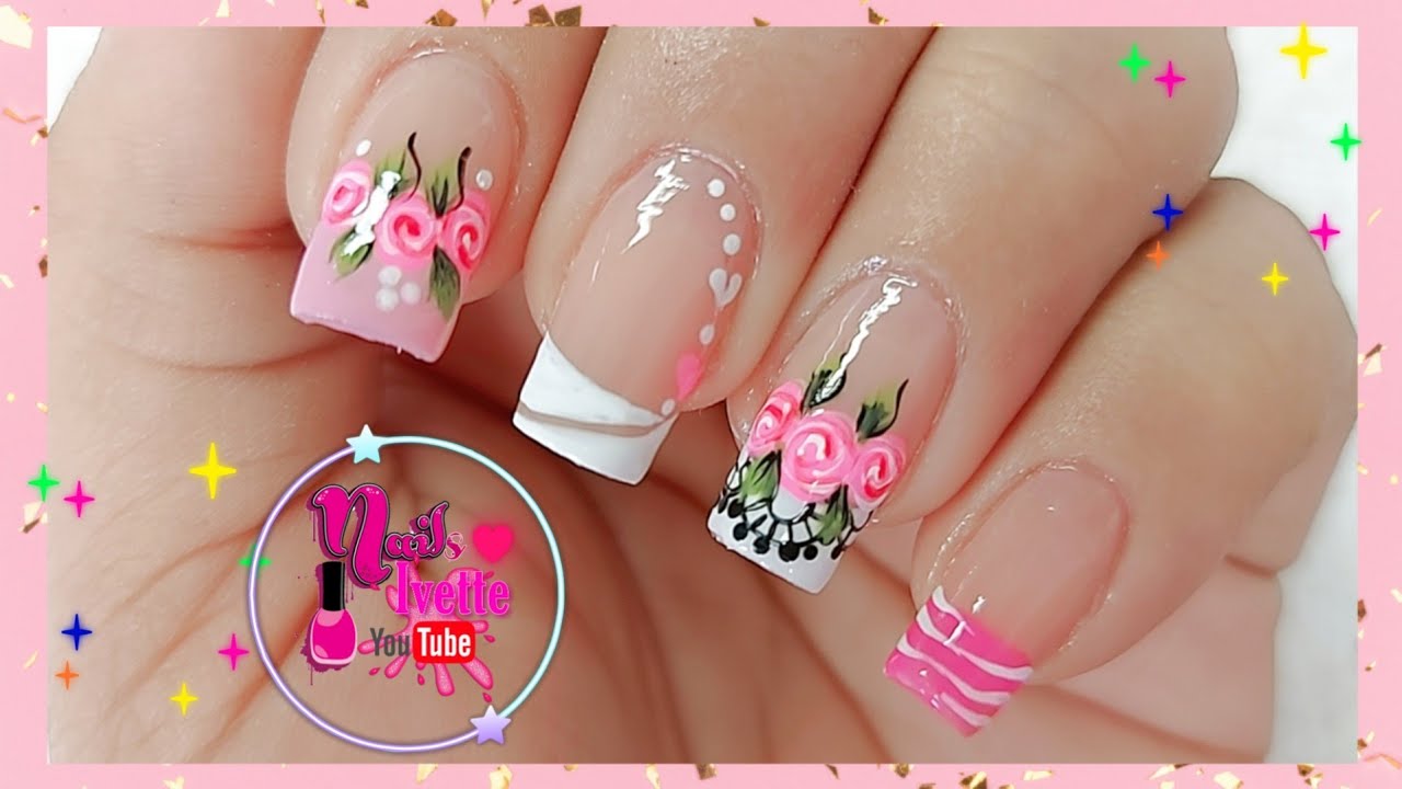 Decoración de uñas sencillas y elegantes | Diseño de uñas FLORES /Diseño de uñas nude | Nails Art