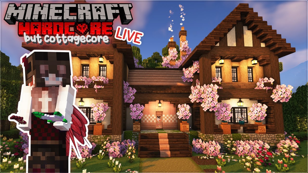 🍄 cozy base decorating stream 1.20🌷minecraft hardcore but cottagecore 1.20