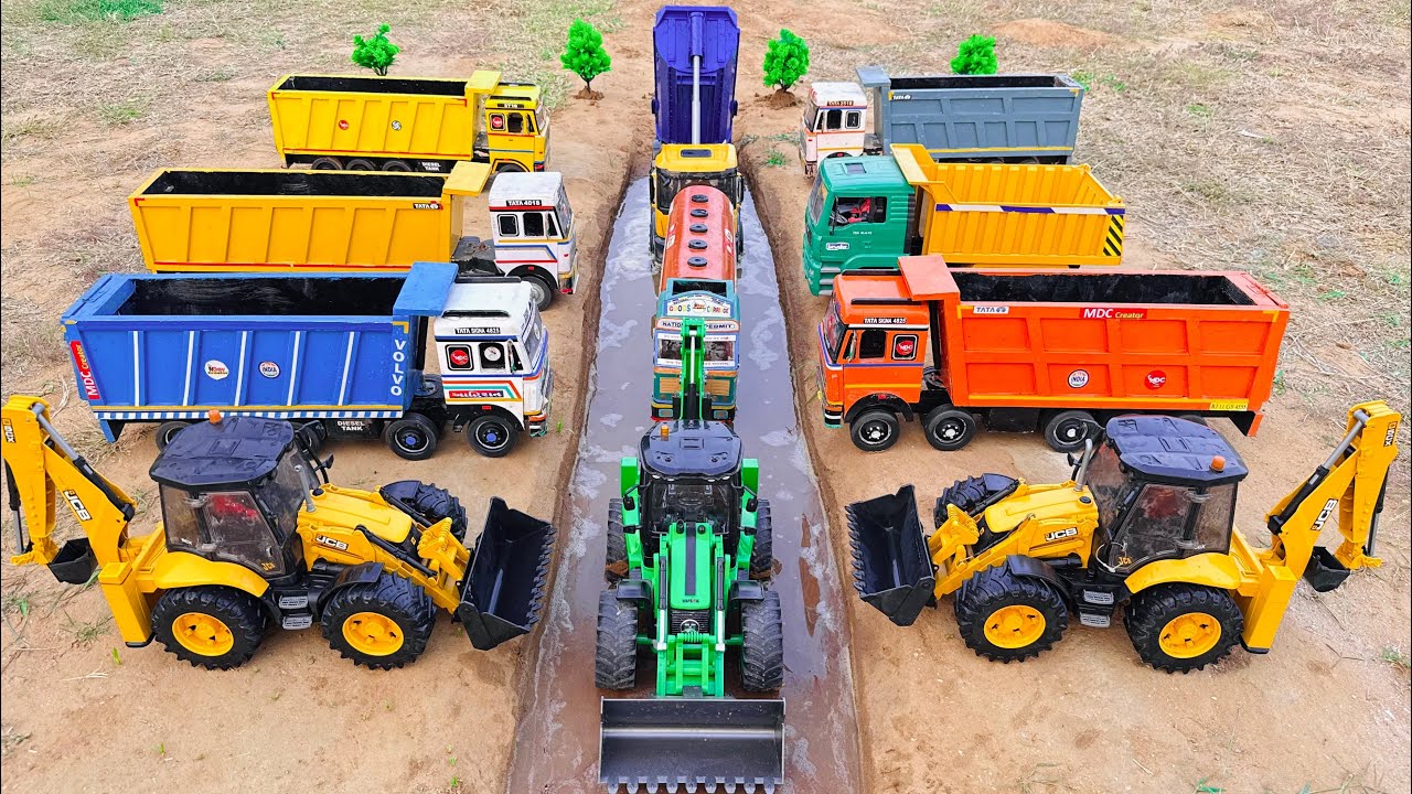 JCB 5CX and Tata truck 2518 Washing | jcb tractor video | jcb cartoon | gadi 