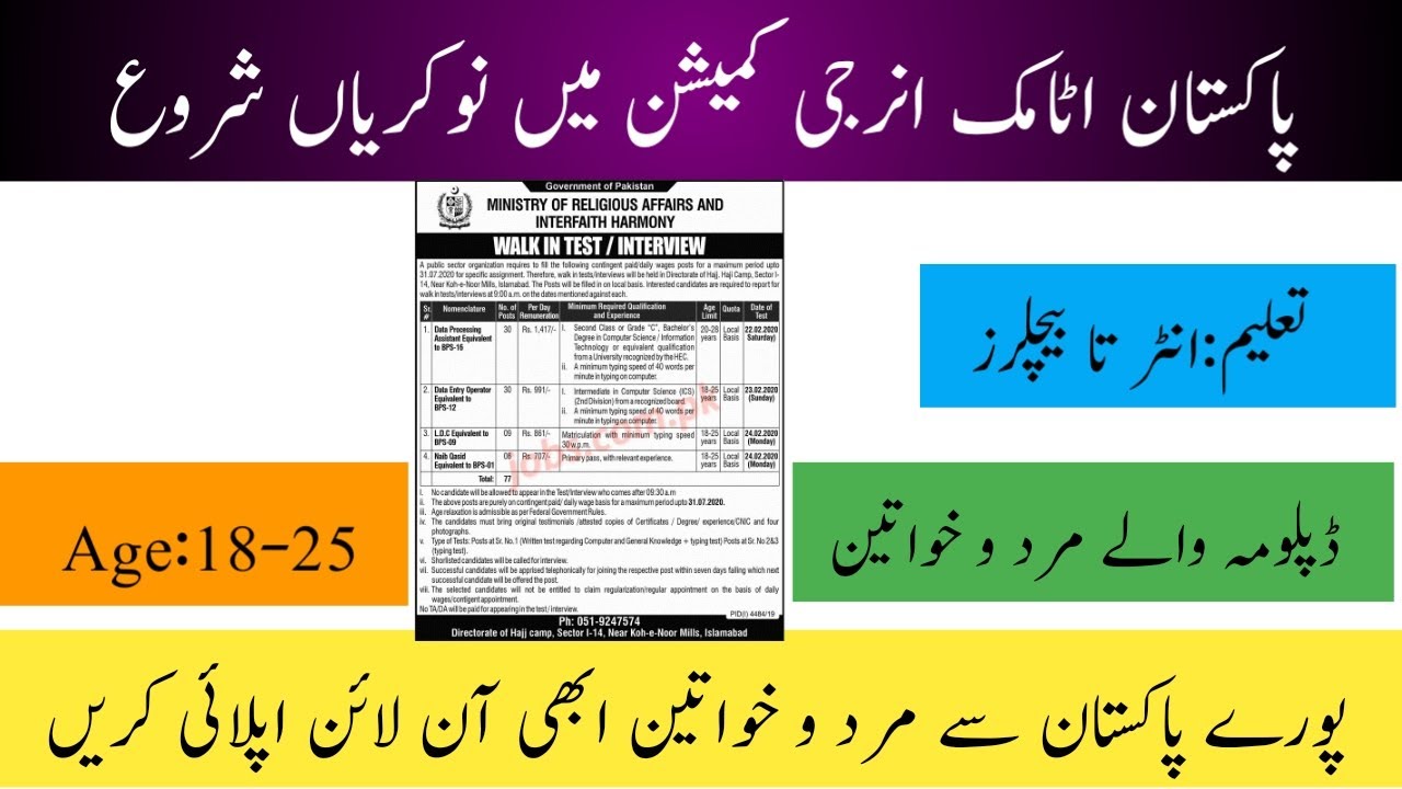 Atomic Jobs 2020 | PAEC Jobs | Apply Online Male And Female | Jobspak Official ||