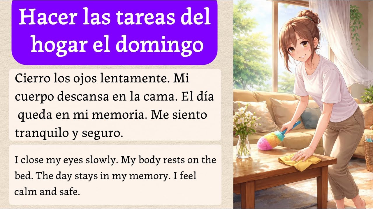 LEARN SPANISH with Simple Story for beginners (A1–A2) – Hacer las tareas del hogar el domingo