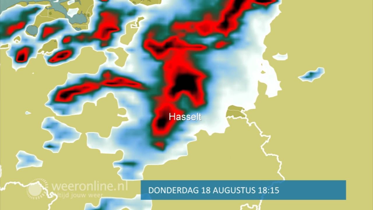 Radarbeelden van noodweer Pukkelpop Hasselt