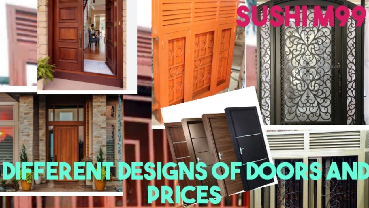 the different designs and cost of metallic and wooden doors along side windows.