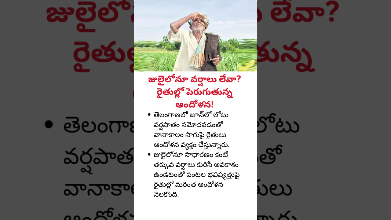Rain Worries Continue: Telangana Farmers Brace for Another Dry July #trending #viral #shorts