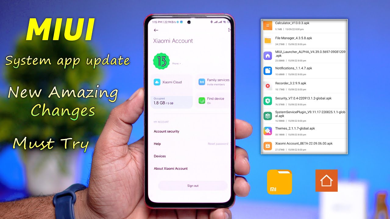 New MIUI 13.1 System App Update for Xiaomi, Launcher, Files, Calculator, Security, Notification