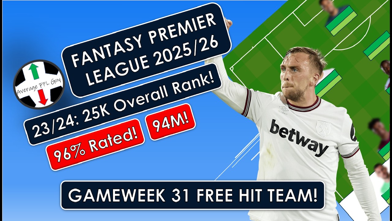 96% Rated Free Hit Team for 94M for Blank Gameweek 31! Fantasy Premier League Tips! FPL 25/26