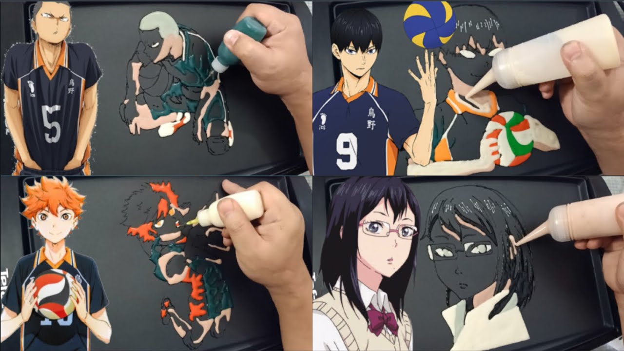 HAIKYUU - Hinata, Kageyama, Kiyoko, Nishinoya, Tanaka Pancake Art