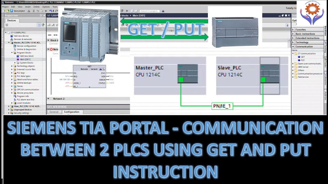 Siemens TIA Portal - Communication Between 2 PLCs Using GET And PUT Instruction #siemens #plc