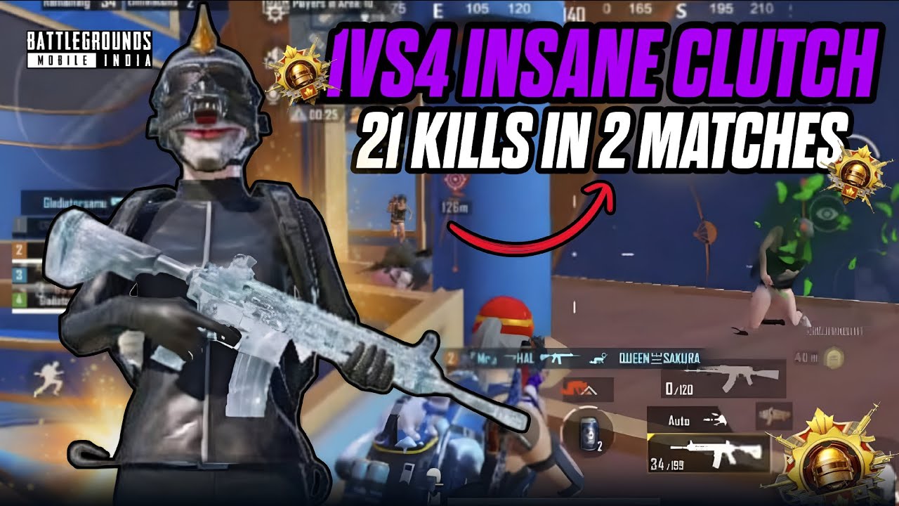 1v4 INSANE CLUTCH 21 KILLS IN 2 MATCHES 😱😱