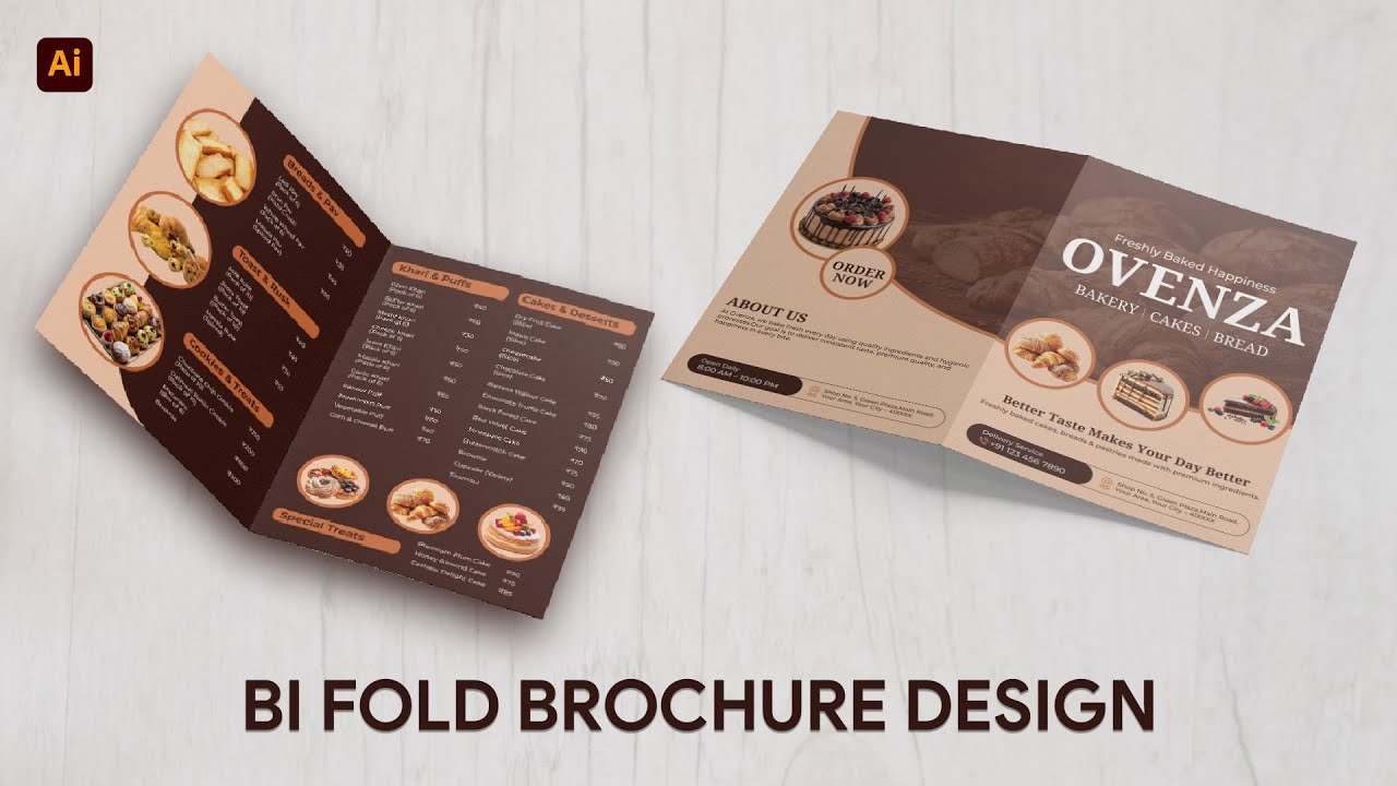Bi Fold Brochure Design - Print Ready Brochure - Illustrator Tutorial