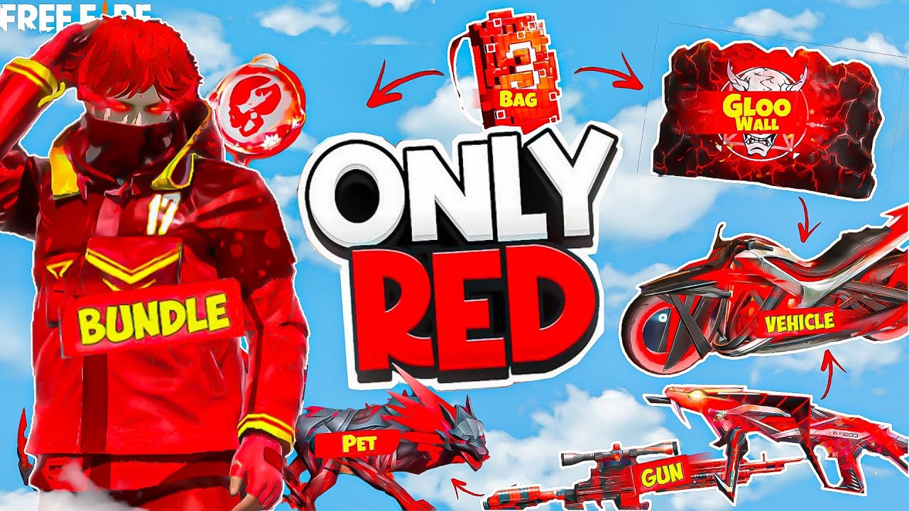 Only Red ❤️ Color Challenge in Solo Vs Squad Pro Lobby 😱 Free Fire Max