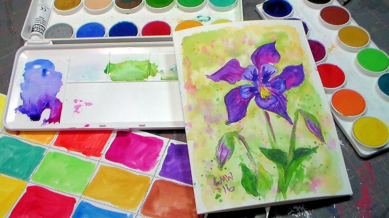Columbine Flower Tutorial & Grumbacher Deluxe Opaque Watercolor Review