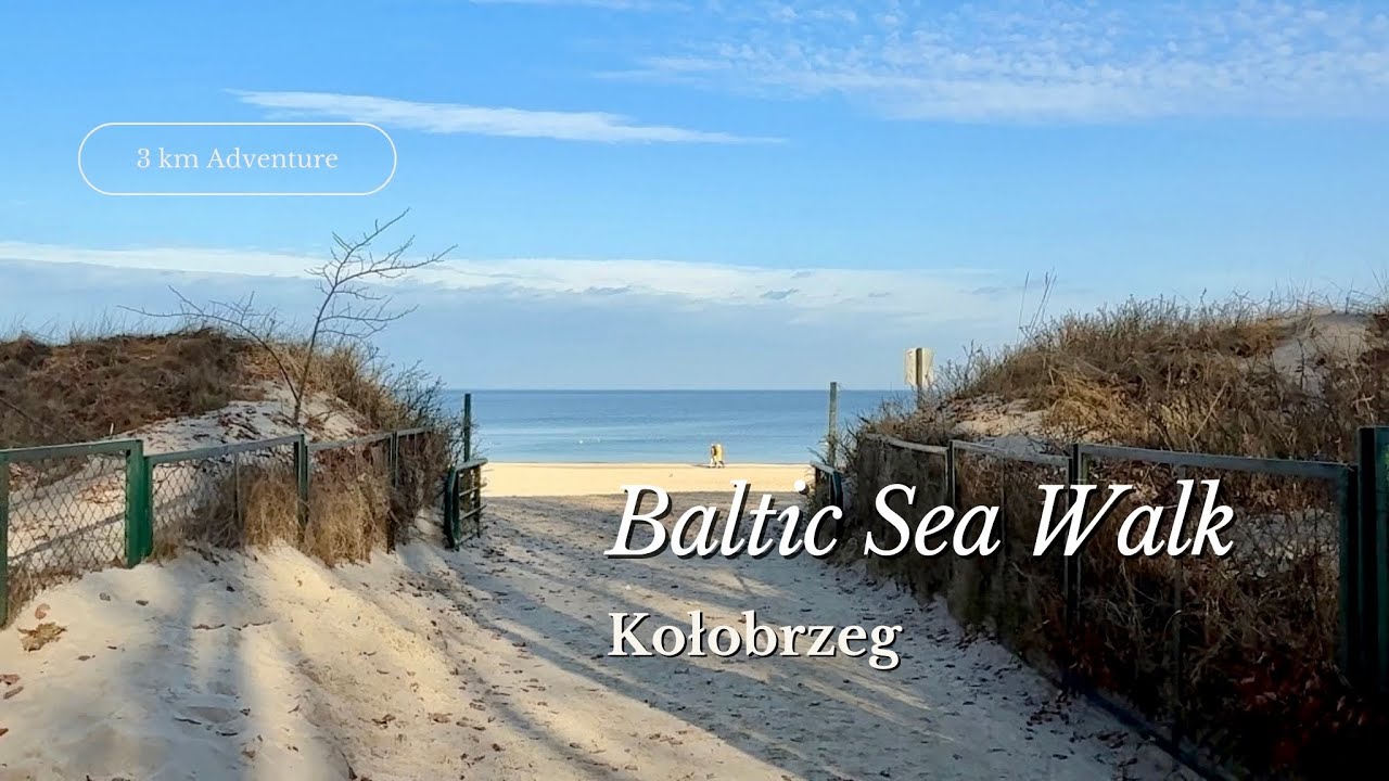 Kołobrzeg (Kolberg) Baltic Sea Walk | Calm Beach & Seagulls
