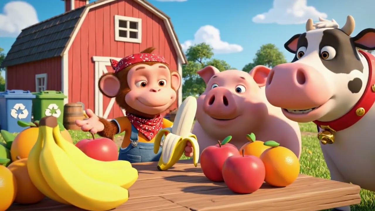 Cute Monkey Farmer’s Busy Day: Planting Trees & Helping Animal Friends on the Farm!
