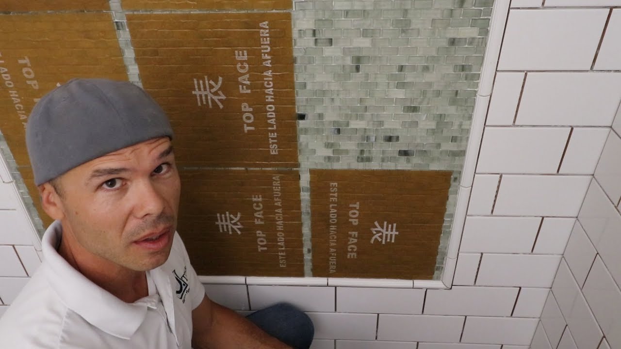 Installing Glass Mosaic Tile -- Grandpa Bath Episode 7