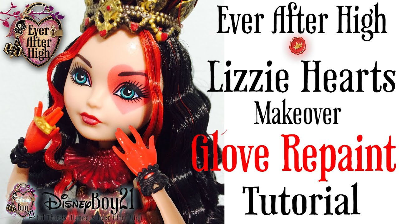 How to Repaint Lizzie Hearts Doll Gloves Tutorial / Restyle & Makeover - EVER AFTER HIGH