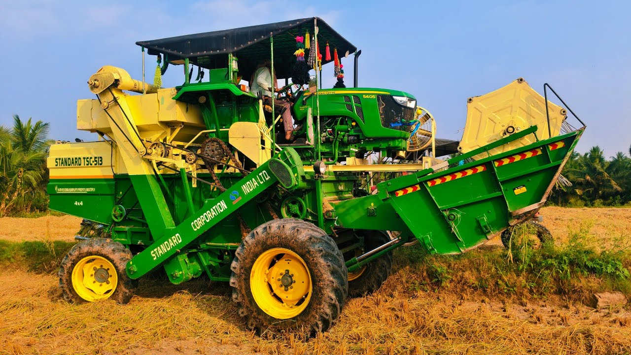 Johndree 5405 CRDI 4wd goes to black rice harvesting our area 