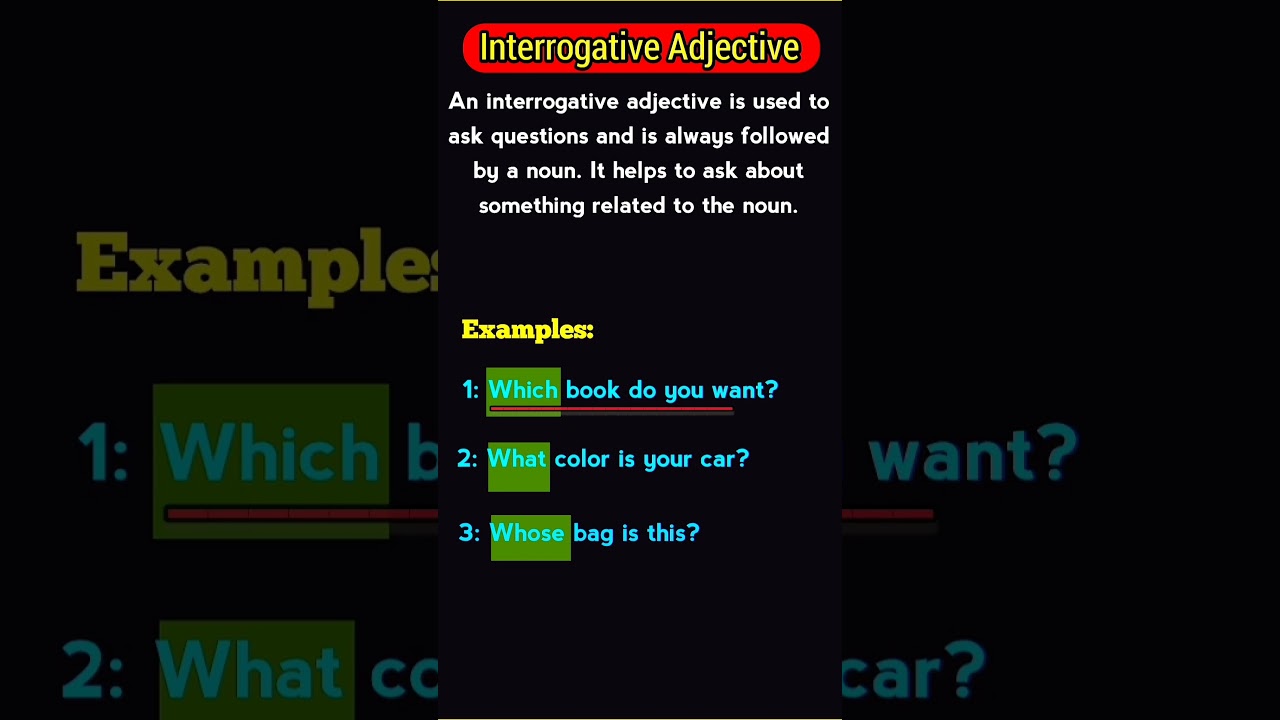 What is an interrogative adjective? || #english #shortvideo #short #adjective #partsofspeech #verb
