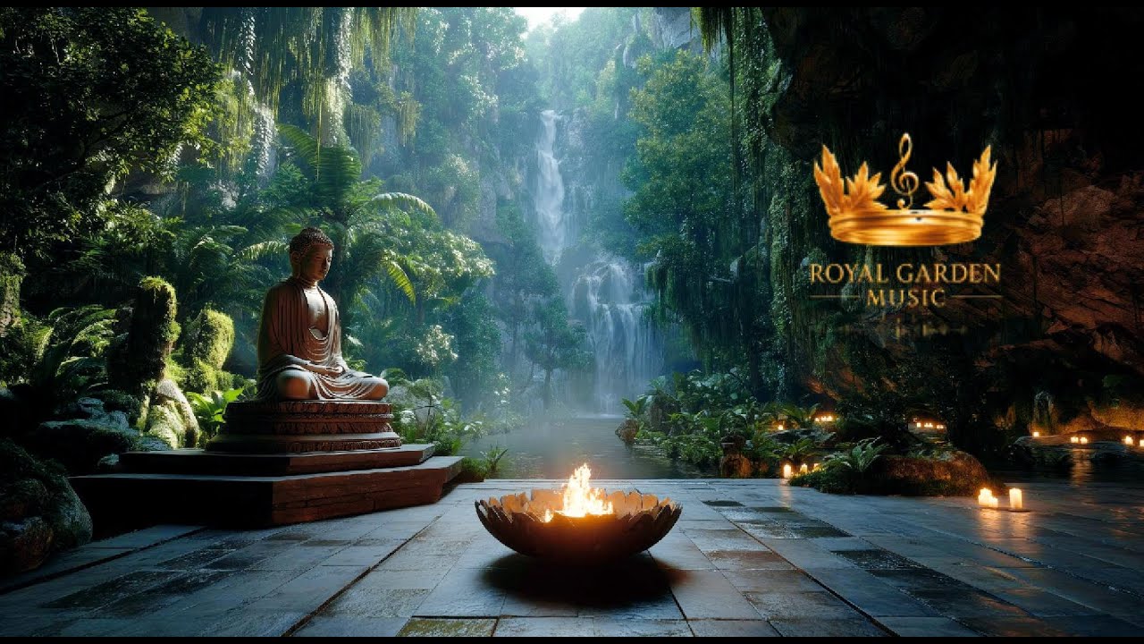 Healing Music 🌿 Lower Cortisol & Calm Anxiety | Relax in a Waterfall Sanctuary — 25 min daily