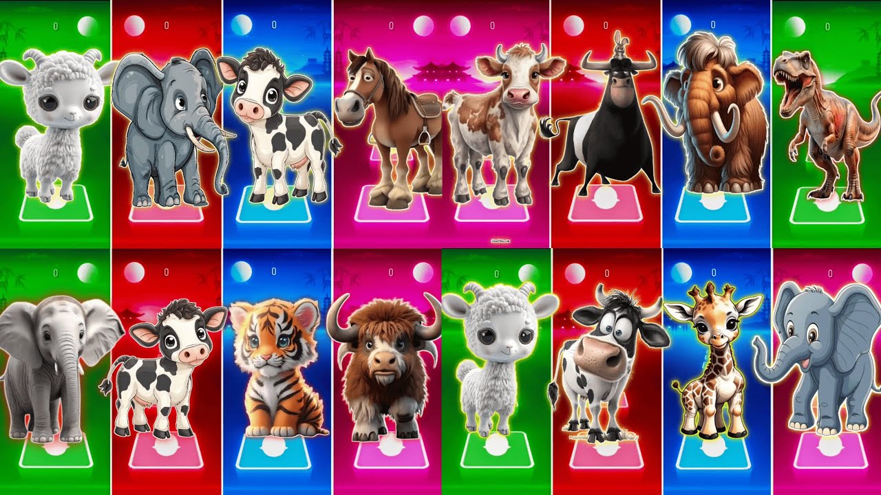 Funny Cow 🐄 🆚 Funny Elephant 🐘 🆚 Funny Ferdinand 🆚 Funny Sheep 🐑 Tiles Hop EDM Rush#tileshopedmrush​