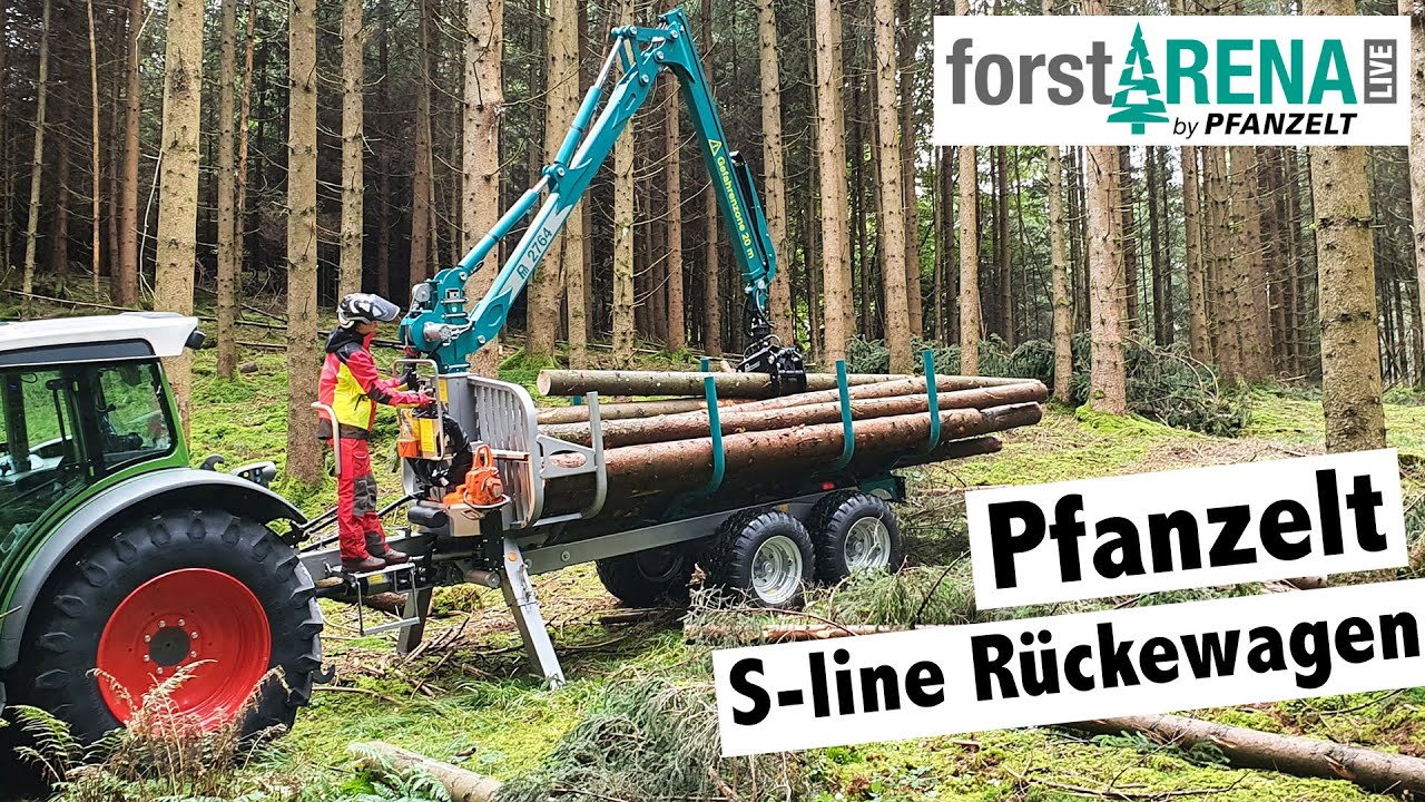 Pfanzelt S-line Rückewagen S6 mit Kranseilwinde im Einsatz am Fendt 211 | forstARENA Beratungswochen