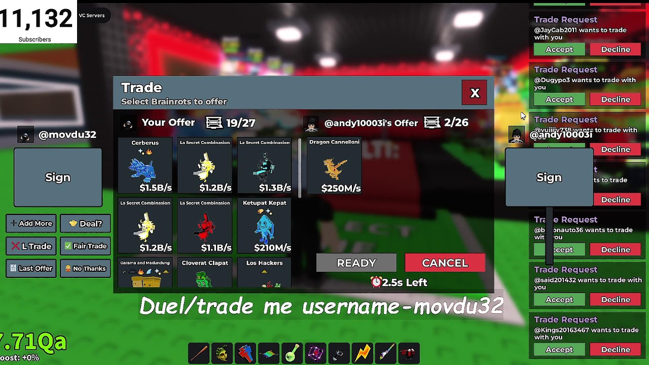 🔴 LIVE NOW: INSANE Trading & Duel in Steal a Brainrot 🤯🔥 | Roblox PvP