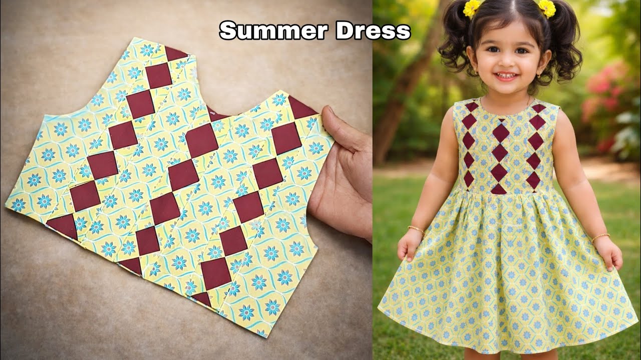 Summer Baby Sleeveless Dress cutting stitching | How to make this frock Design | nobi Design 