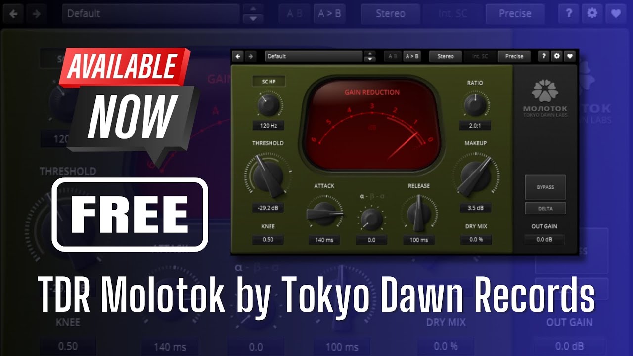 GREAT FREE Plugin Compressor - TDR Molotok by Tokyo Dawn Records - Sound Demo