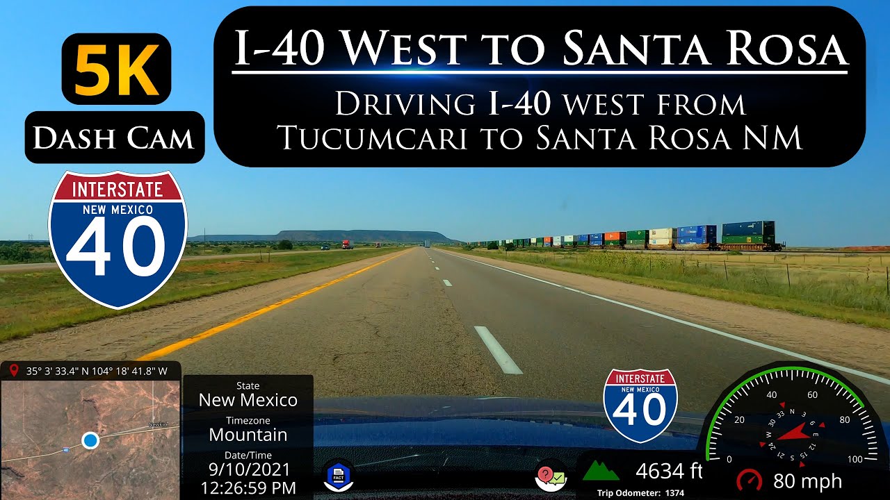 Let's Drive West on Interstate 40 from Tucumcari New Mexico to Santa Rosa in 5K Ultra HD