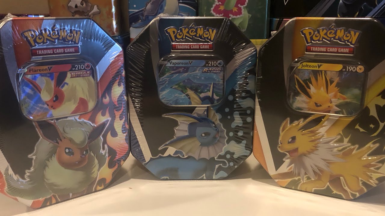 Opening Flareon Vaporeon Jolteon V Eeveelution Tins - TriPack!  Are They Worth It?