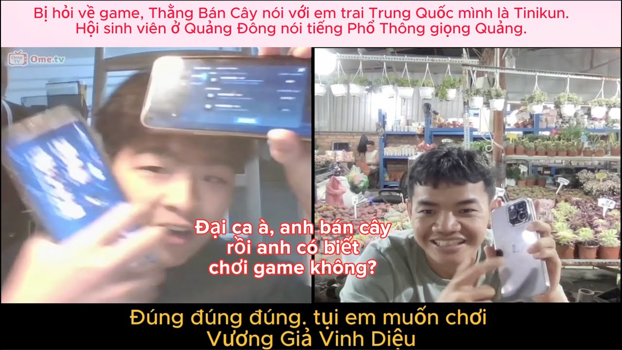 Em trai sinh viên Trung Quốc Quảng Đông: anh trai bán cây à, anh có biết chơi game không?