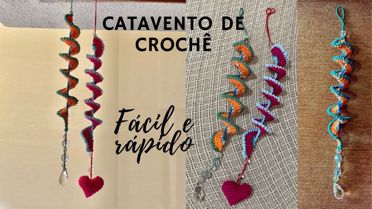 Catavento de crochê - Limpa o ambiente e traz aconchego e beleza. Rápido e fácil #crochetutorial