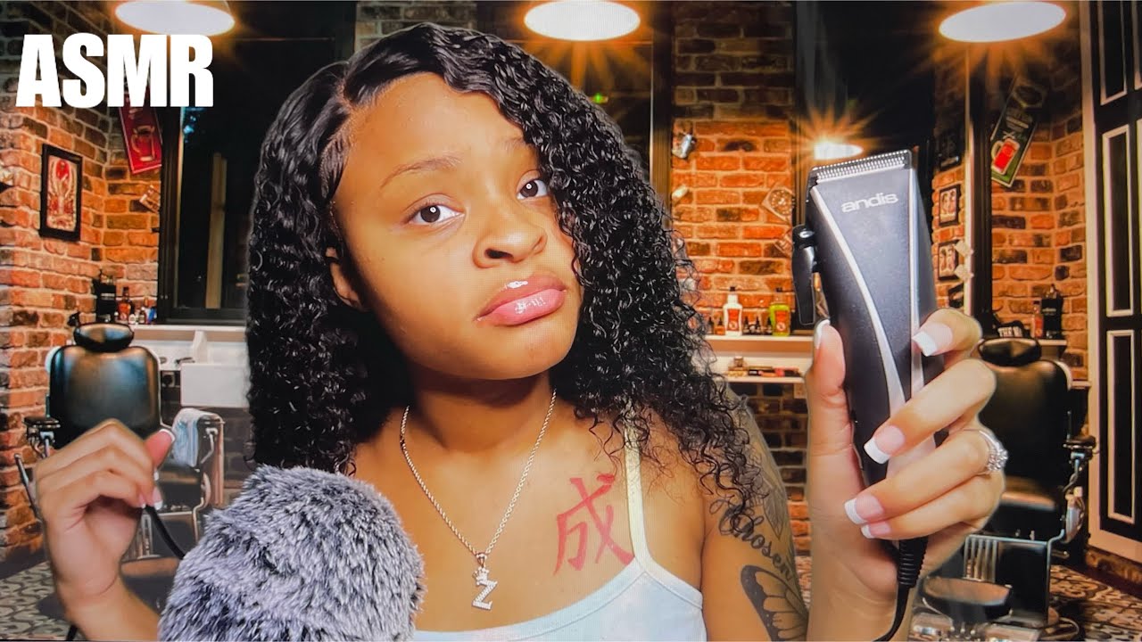 ASMR Ghetto Barber Role Play W/ Gum Chewing! | I Push Your Hairline Back! 😨