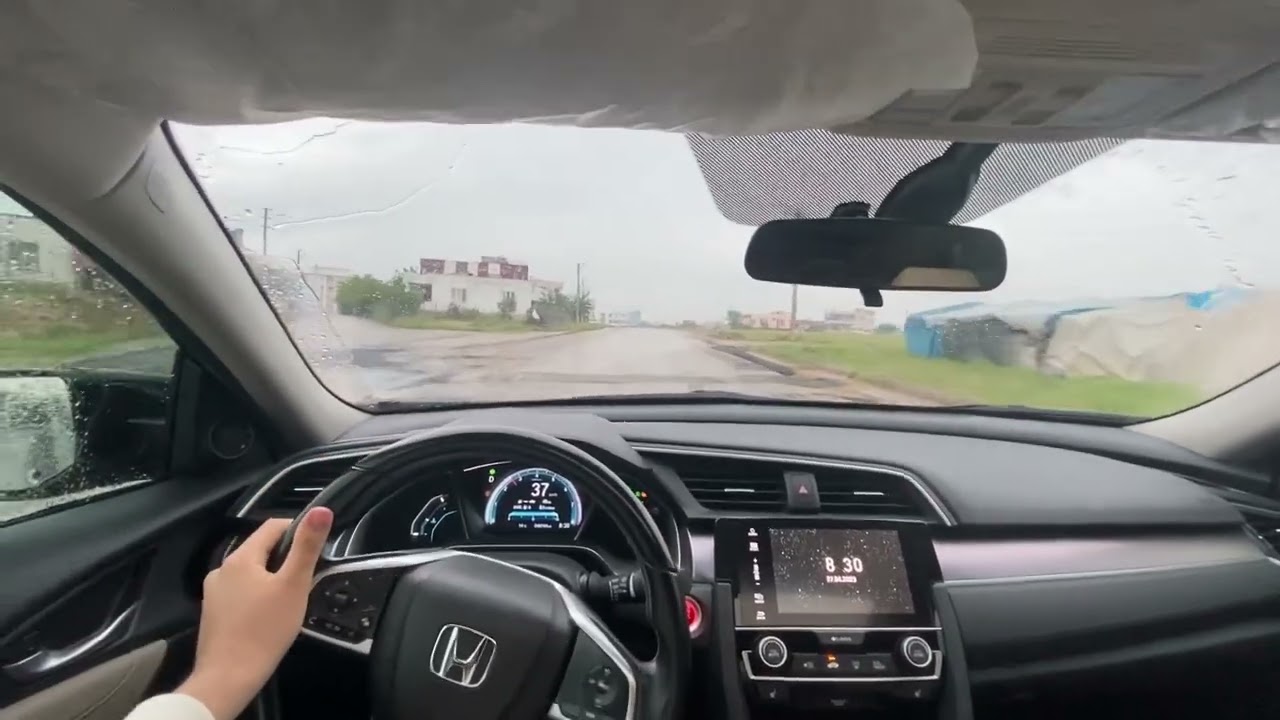 YAĞMURLU VE YARI PATİKA YOLDA ASMR SÜRÜŞ / Honda civic fc5 otomatik pov sürüş