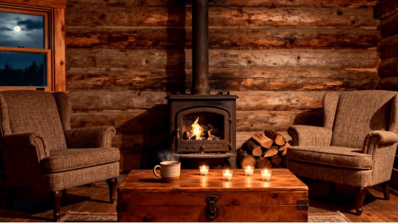 Cozy Log Burner Evening 🔥 | Gentle Fireplace Sounds for Calm & Unwinding (1 Hour)