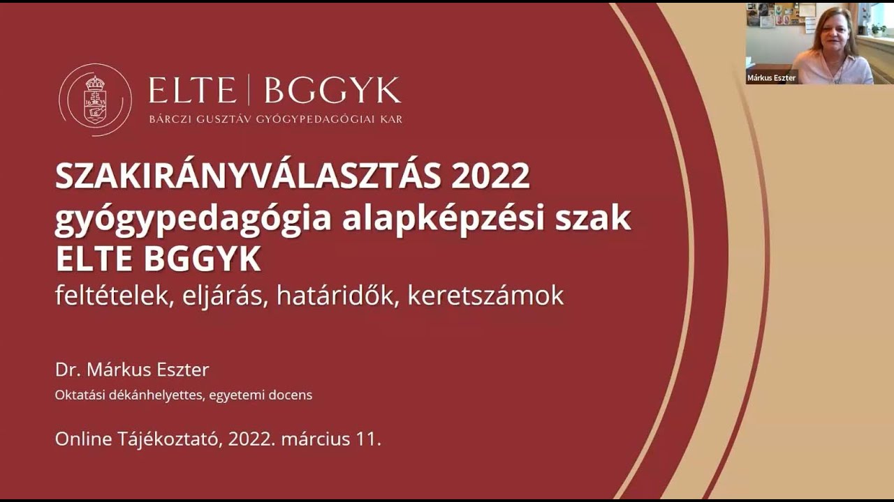 ELTE BGGYK Szakirányválasztás ajánló 2022 március