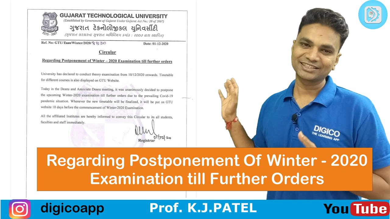 LETEST CIRCULAR GTU EXAM WINTER 2020 EXAMINATION