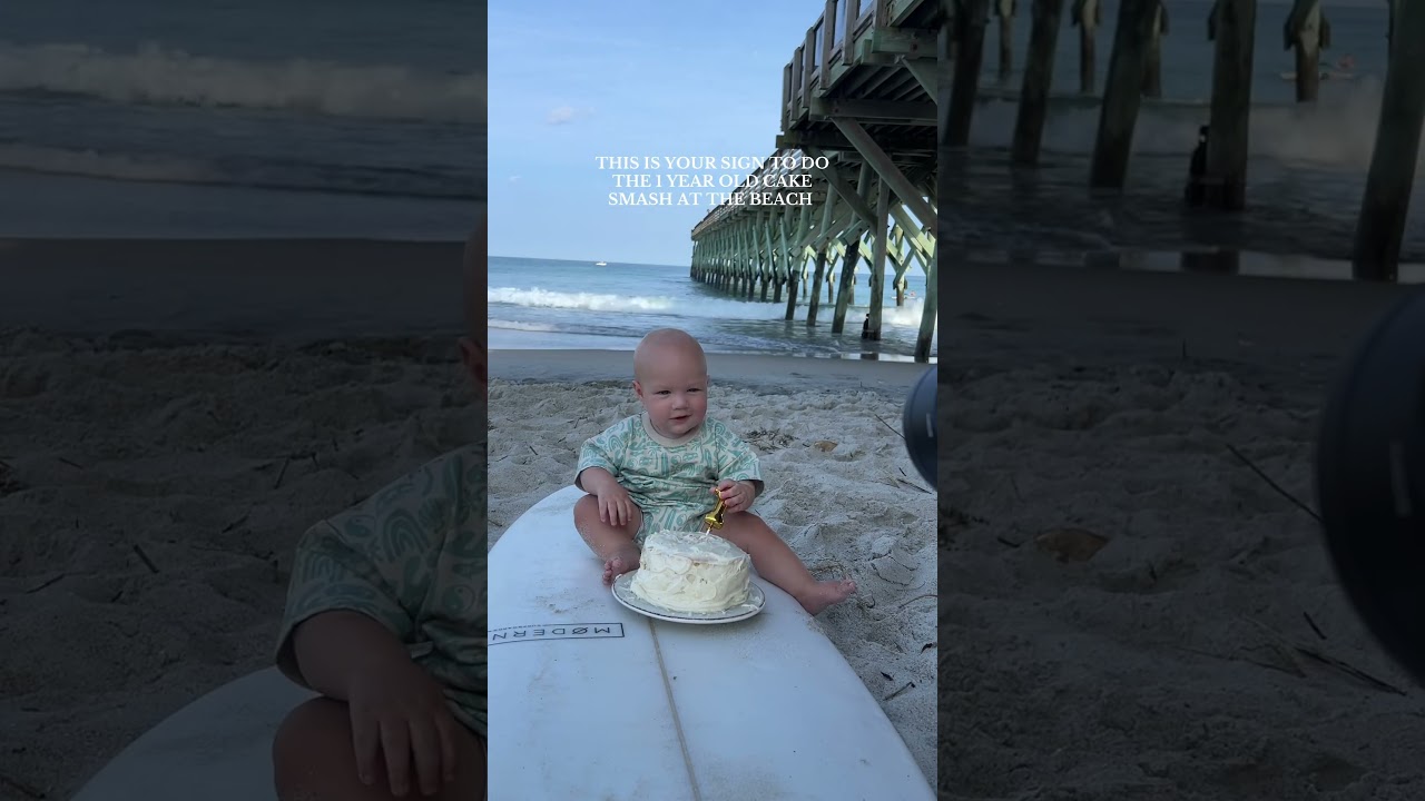 one year old cake smash on the beach 👀 #cakesmash #cakesmashphotoshoot #firstbirthday